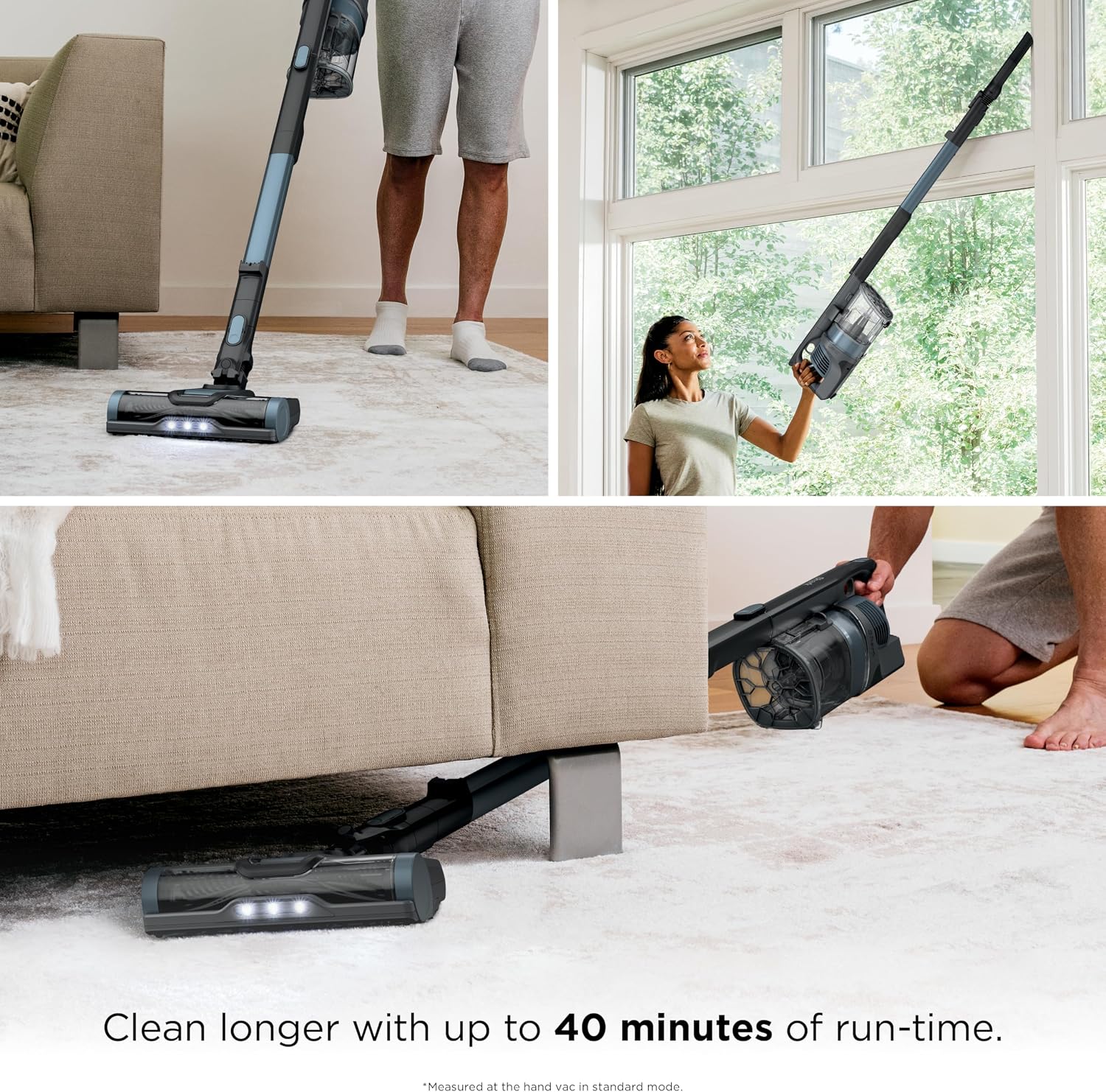 Shark Pet Cordless Stick Vacuum with XL Dust Cup, LED Headlights, Removable Handheld Vac, Crevice Tool, Portable Vacuum for Household Pet Hair, Carpet & Hard Floors, 40min Runtime, Ice Blue, IX141AMZ
