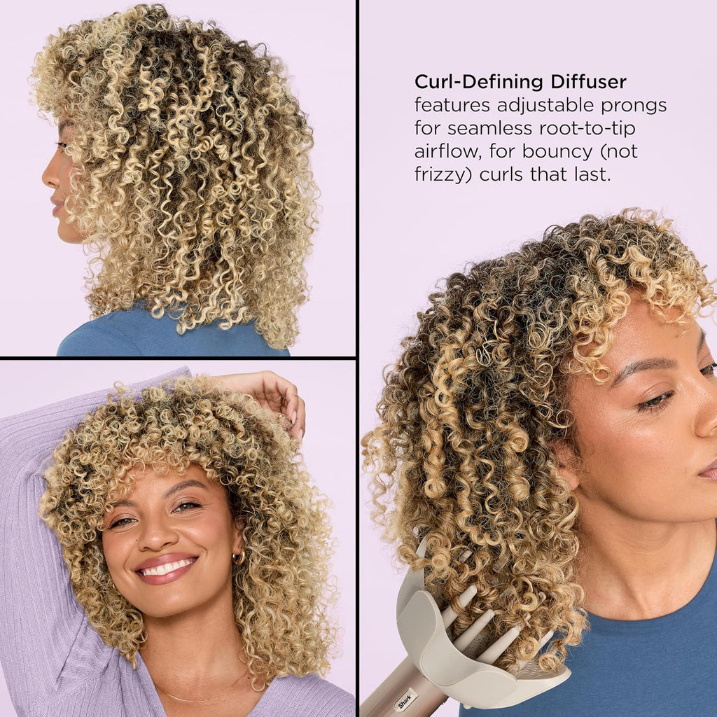 Shark FlexStyle Air Styling & Drying System, Powerful Hair Blow Dryer & Multi-Styler with Auto-Wrap Curlers, Curl-Defining Diffuser, Oval Brush, & Concentrator Attachment, Stone, HD435