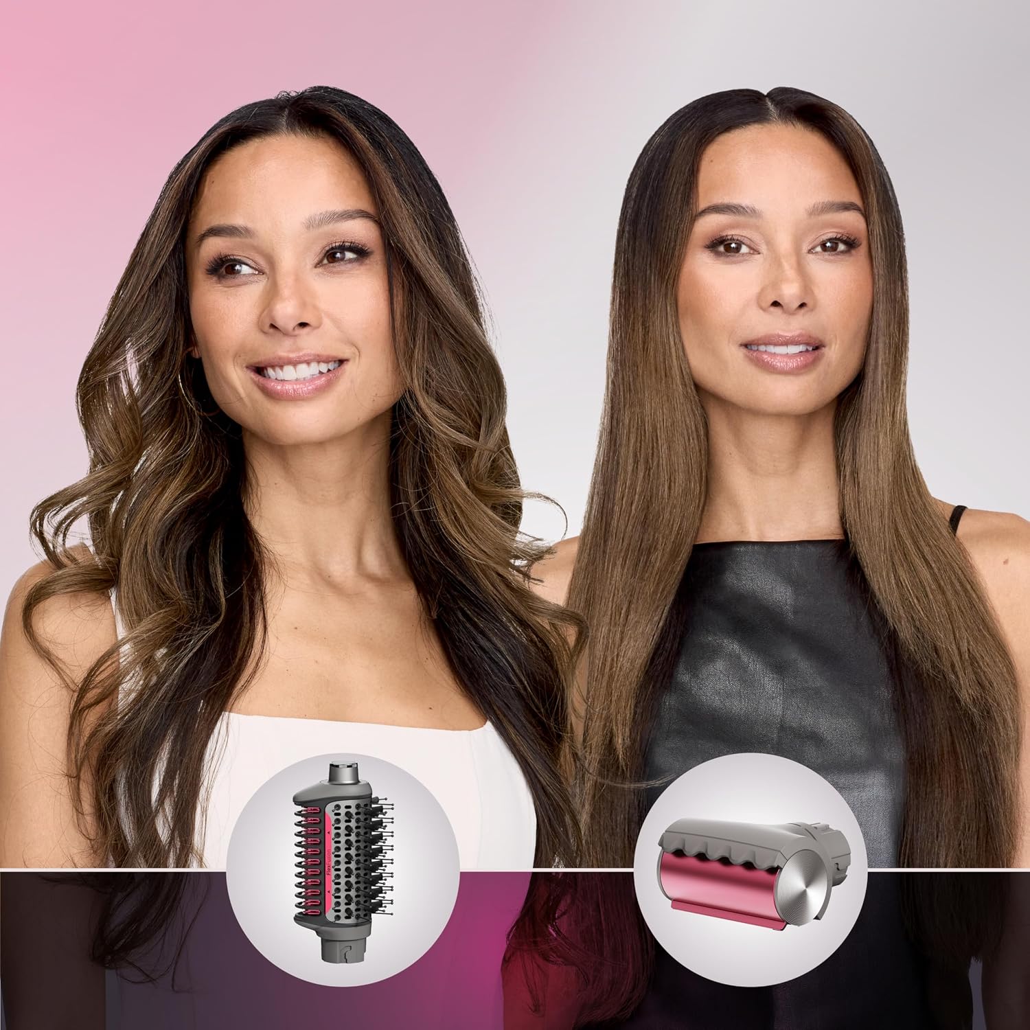 Shark FlexFusion Hair Dryer with Fusion Hair Brush, Diffuser, Ceramic Air Styler with Auto-Wrap Hair Curlers, Ceramic Plates, Metallic Mist HD642