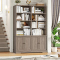 FINETONES 73' Tall Bookshelf with Doors, 6 Tier Large Bookshelf Double Wide Bookcases and Bookshelves with Storage, Large Display Cabinets for Home Office,Living Room, Library