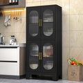 PAOFIN 61' Black Pantry Storage Cabinet, Kitchen Pantry Cabinet with Acrylic Glass Doors and Shelves, with Adjustable Leveling Foot for Kitchen, Living Room and Dining Room. 61'