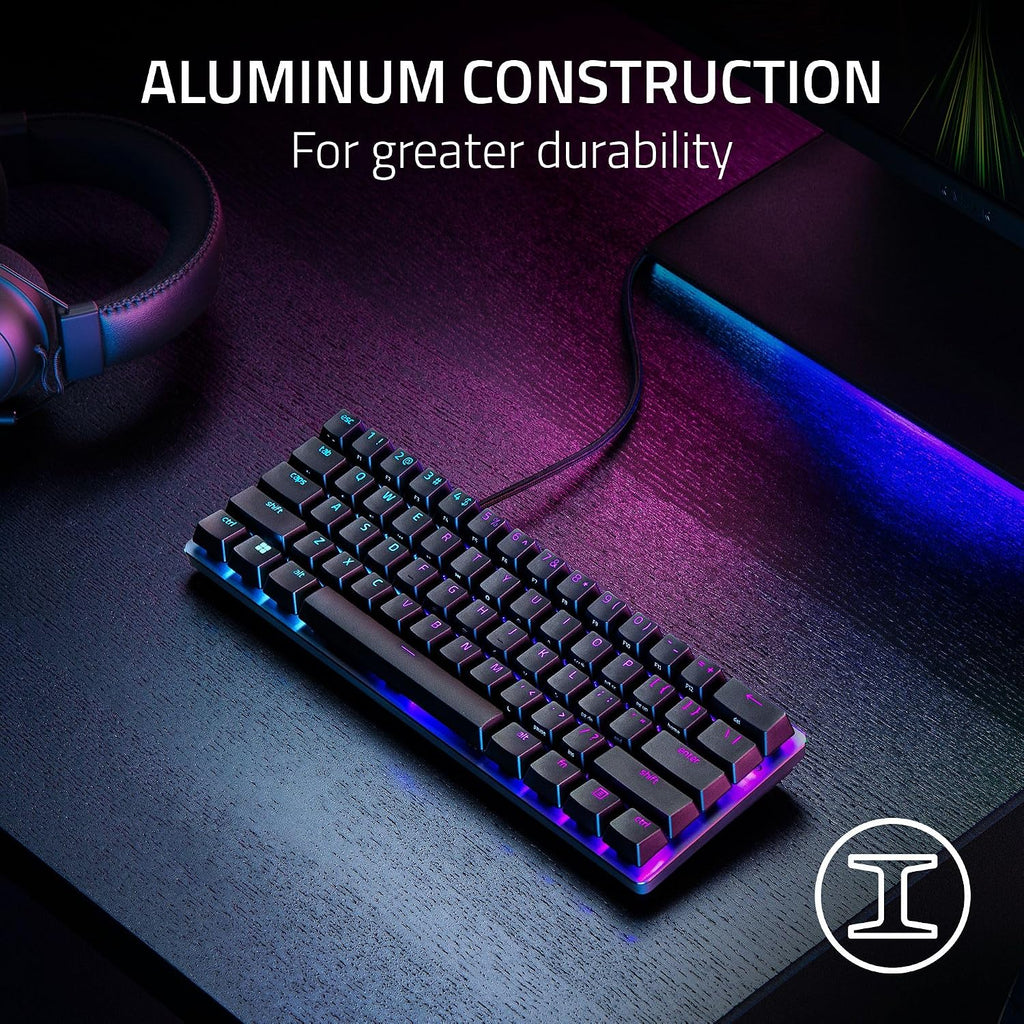 Razer Huntsman Mini 60% Gaming Keyboard: Analog Optical Switches - Rapid Trigger Mode - Chroma RGB Lighting - PBT Keycaps - Onboard Memory - Snap Tap - Classic Black