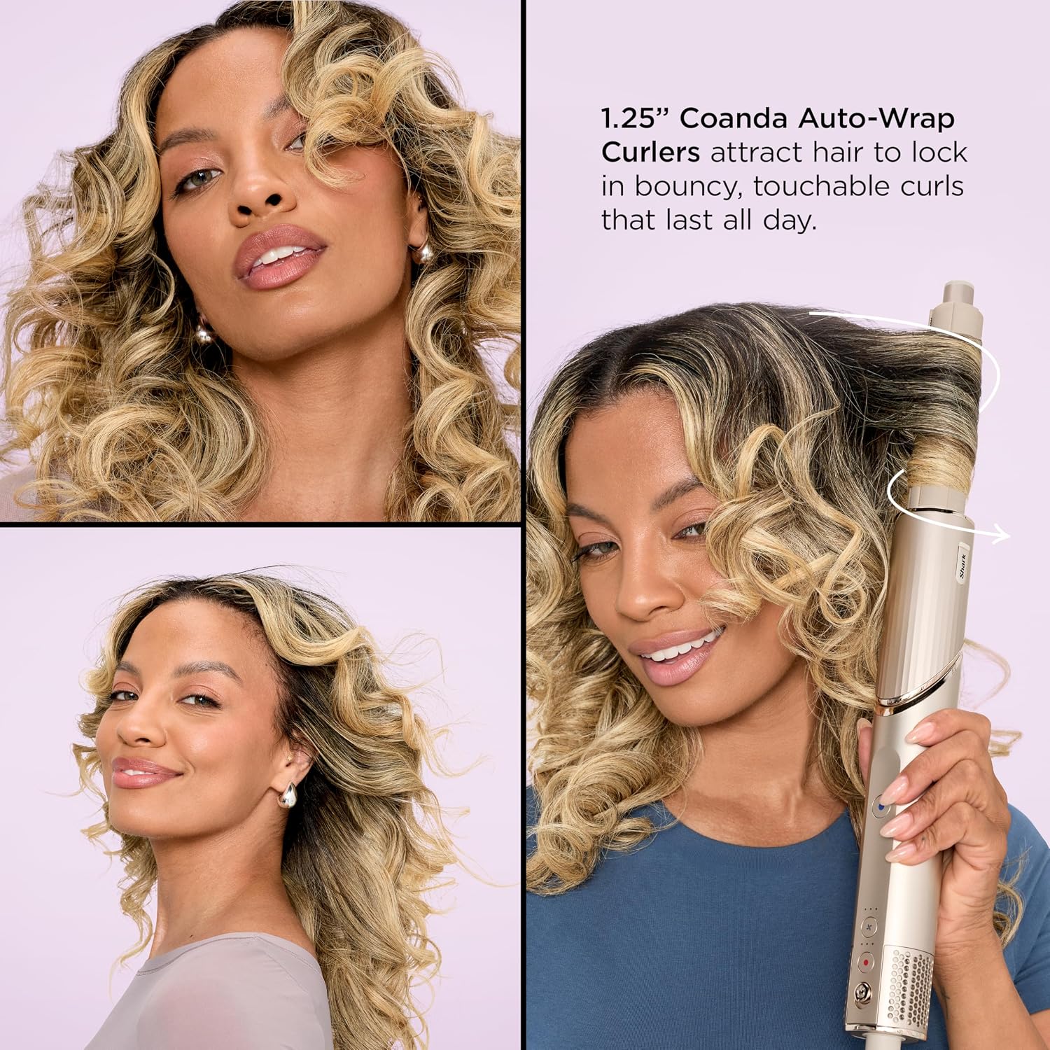 Shark FlexStyle Air Styling & Drying System, Powerful Hair Dryer Brush & Multi-Styler with Auto-Wrap Curlers, Paddle Brush, Oval Brush, Concentrator Attachment, Stone, HD430