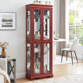 Lighted Glass Curio Cabinet with Lights & Adjustable Shelves,Curio Display Cabinet with Wood Frame,Corner Cabinet for Kitchen,Living Room,Office