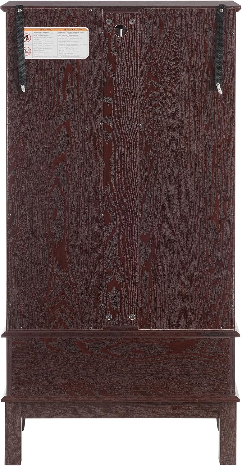 51' H Lighted Curio Display Cabinet with 2 Doors & 1 Drawer, Wooden Glass Curio Showcase w/Adjustable Shelves & Mirrored Back Panel, Storage Cabinet Display Case for Living Room(Dark Cherry)
