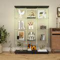 Glass Display Cabinet with 4 Shelves Extra Large,LED Lights and Wheels, Rolling 2 Doors Curio Cabinet with Lock 64.88' High Led Curio Display Cabinet Showcase for Living Room,Bedroom,Black