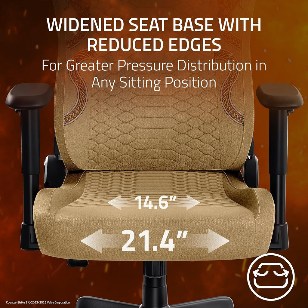 Razer Iskur V2 X Ergonomic Gaming Chair: Built-in Lumbar Support - Widened Seat - High Density Foam Cushions - Adjustable 152 Degree Recline - 2D Armrests - Plush Fabric - Counter Strike 2 Edition