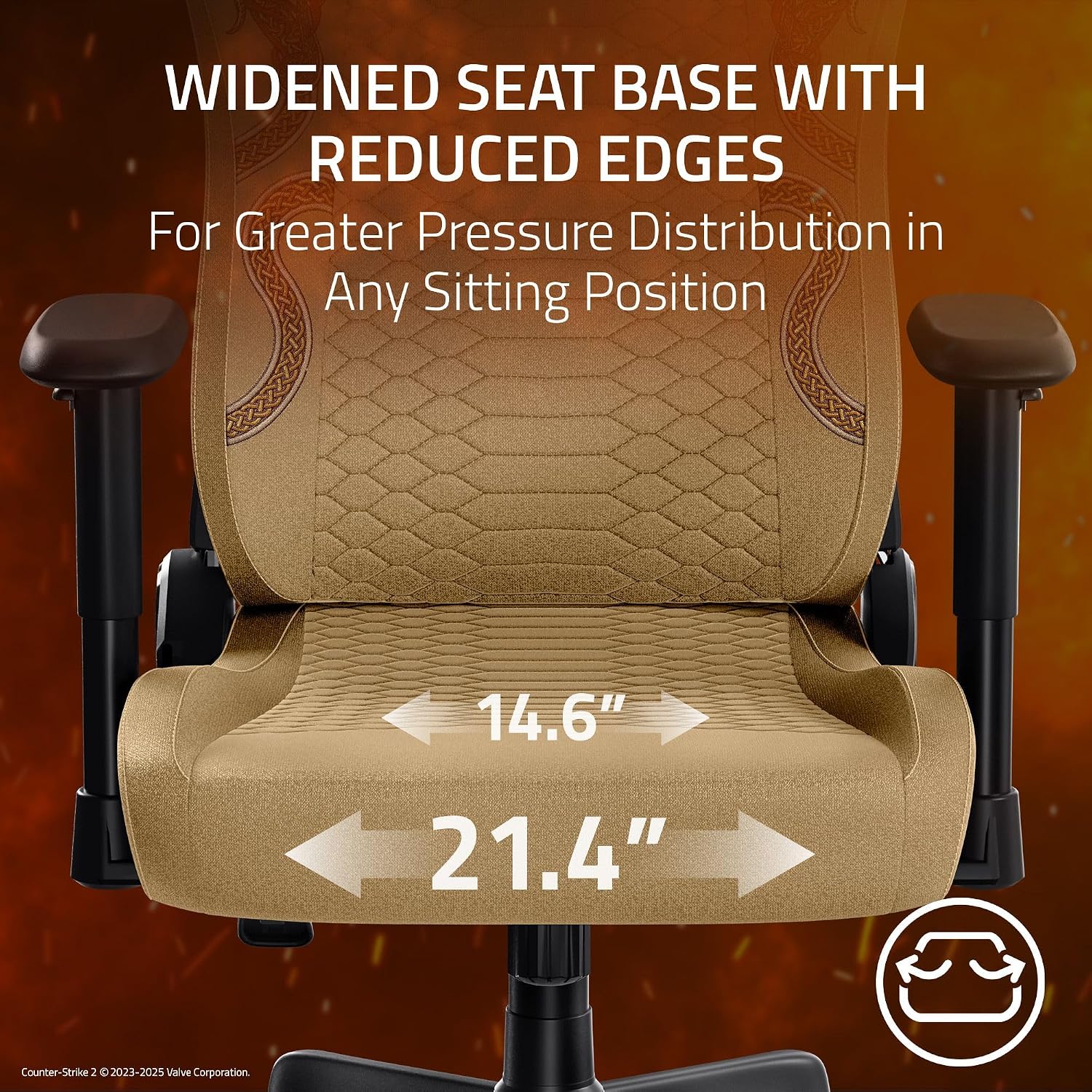 Razer Iskur V2 X Ergonomic Gaming Chair: Built-in Lumbar Support - Widened Seat - High Density Foam Cushions - Adjustable 152 Degree Recline - 2D Armrests - Plush Fabric - Counter Strike 2 Edition