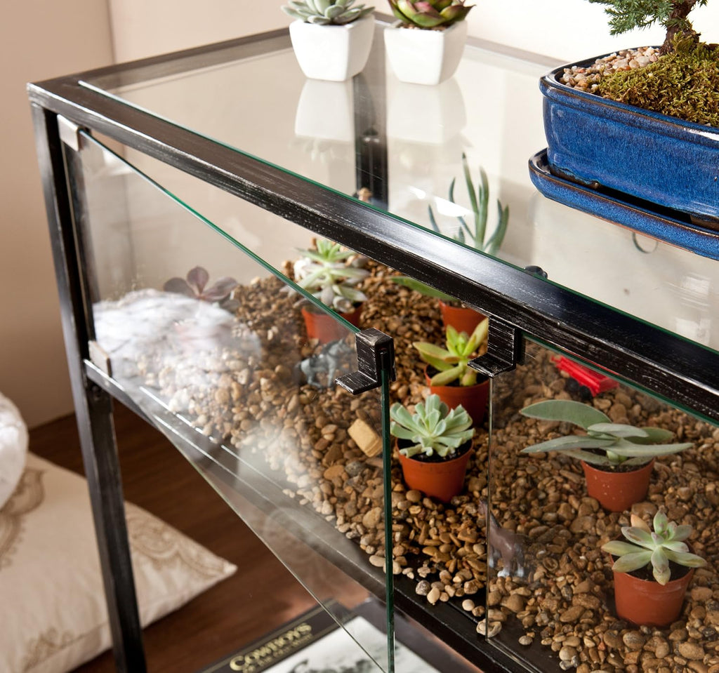 SEI Furniture - Terrarium Display Console - Transitional Design, Black Finish - Ideal for Entryway, Living Room (CK8863)