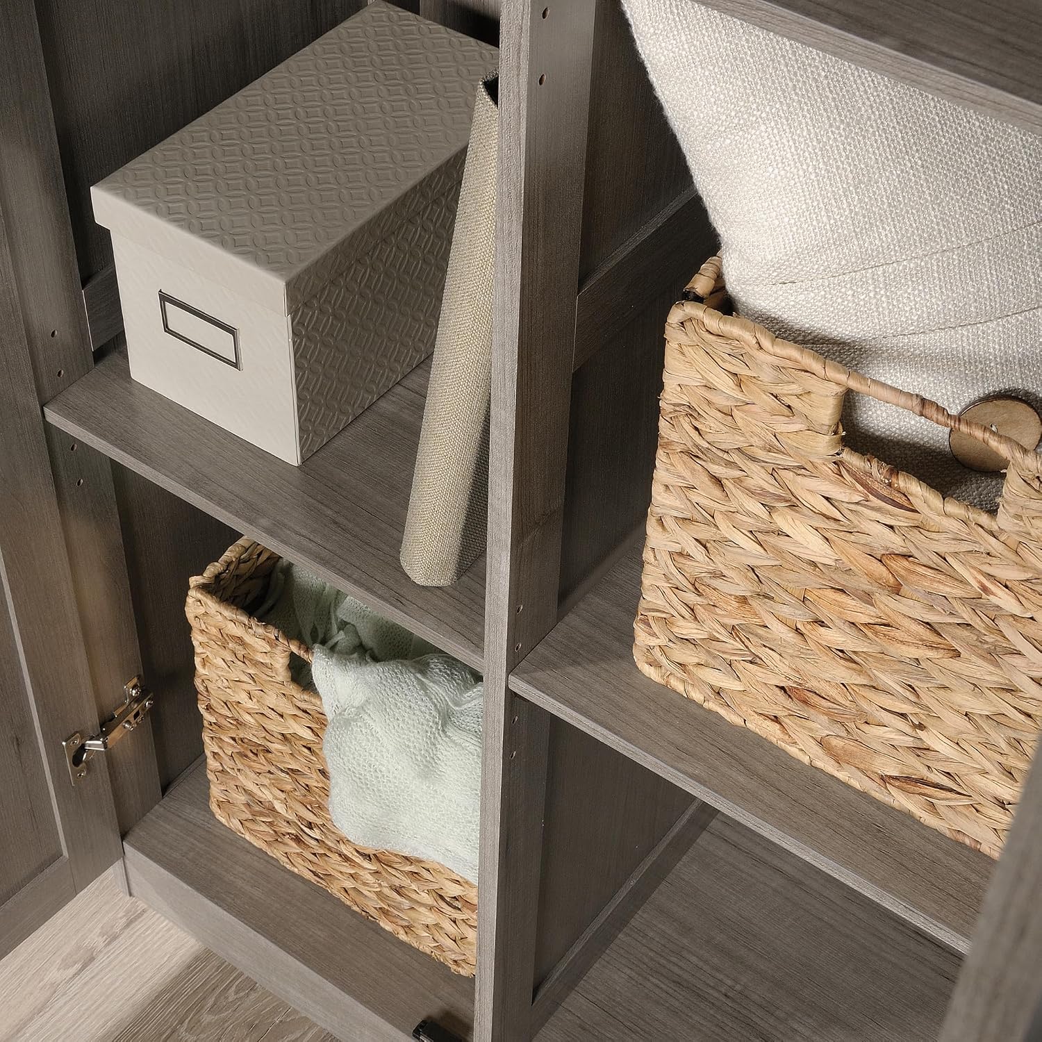 Sauder Select 71' Storage Cabinet, Pantry Cabinet Kitchen Storage with Adjustable Shelves, Bathroom Storage Cabinet, in Silver Sycamore