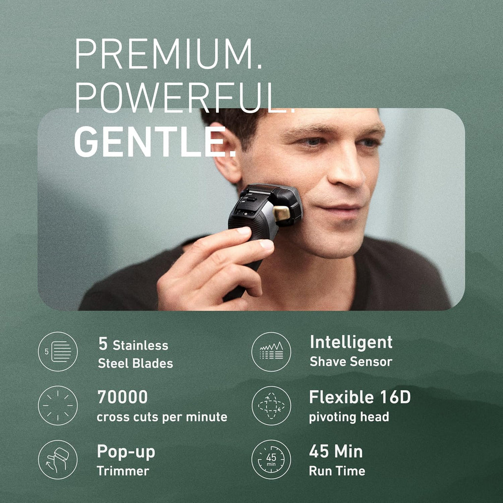 Panasonic ARC5 Electric Razor for Men Face, Wet & Dry Shavers with Foil Shaver, Pop-up Trimmer, Ultra-Fast 5-Blade, Smart Shave Sensor, 16D Flexible Pivoting Head - ES-ALV6HS (Silver)