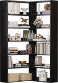 IRONCK Bookshelves 6 Tiers with Baffles Industrial Large Corner Etagere Bookcase Storage Display Rack for Living Room Home Office