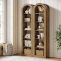 Tribesigns 74.8' Tall Arched Bookshelf, 6-Tier Narrow Open Bookcase, Floor Standing Corner Display Shelves Storage Organizer for Small Space, Home Office, Living Room (Rustic Brown, 2 PCS)