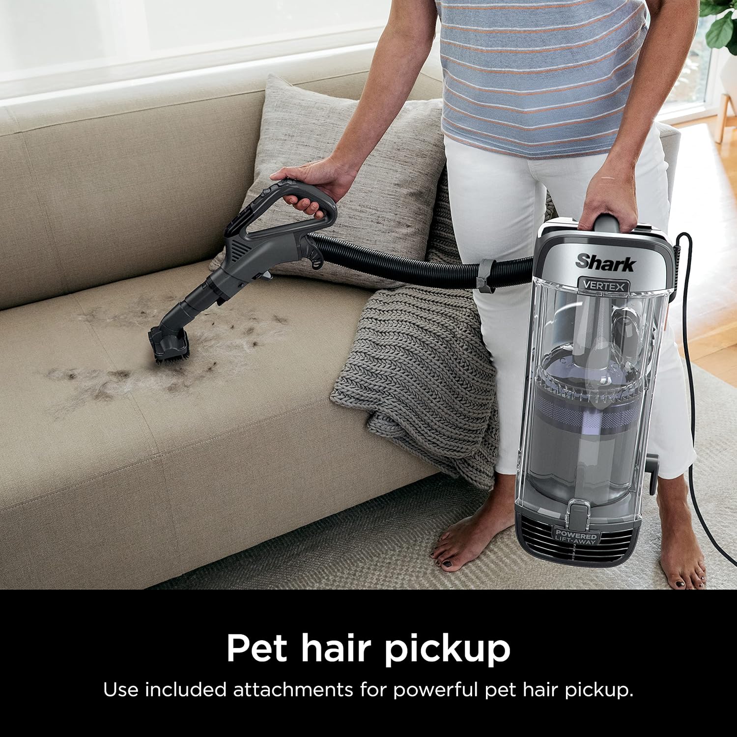Shark AZ2001AMZ Vertex DuoClean PowerFins Upright Vacuum, with Powered Lift-Away & Self-Cleaning Brushroll, Dark Lilac, 1 qt Dust Cup