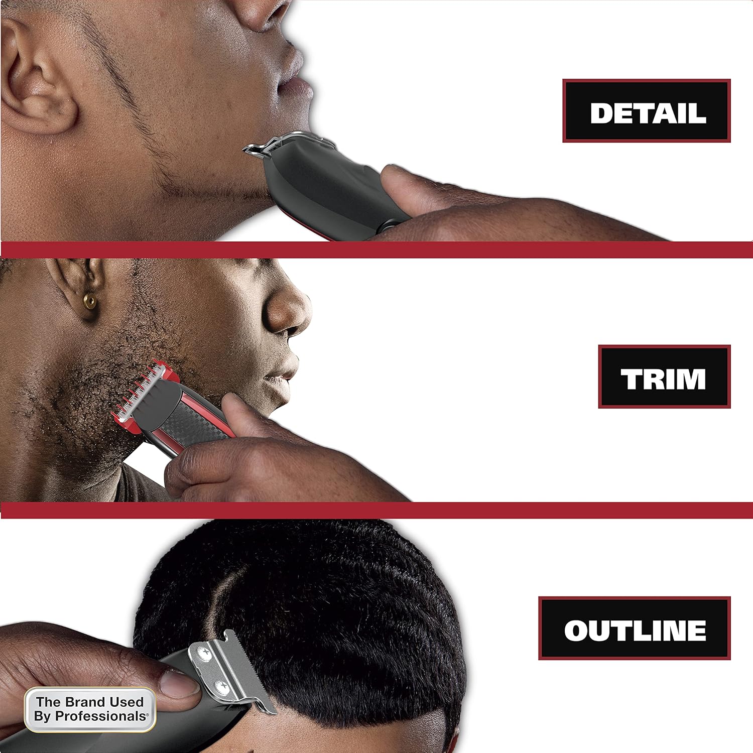 Wahl Edge Pro Bump Free Corded Beard Trimmer for Men Touch Up Trimmer & Grooming Detailer Kit – Perfect for Edging Beards,Mustaches,Hair,& Stubble,– Model 9686-300,(Pack of 3)