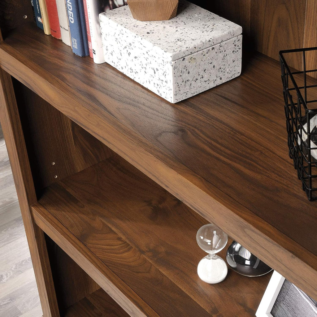 Sauder 5 Tier Book Shelf Wooden Bookcase Multipurpose Bookshelf for Home Office, Living Room, in Grand Walnut