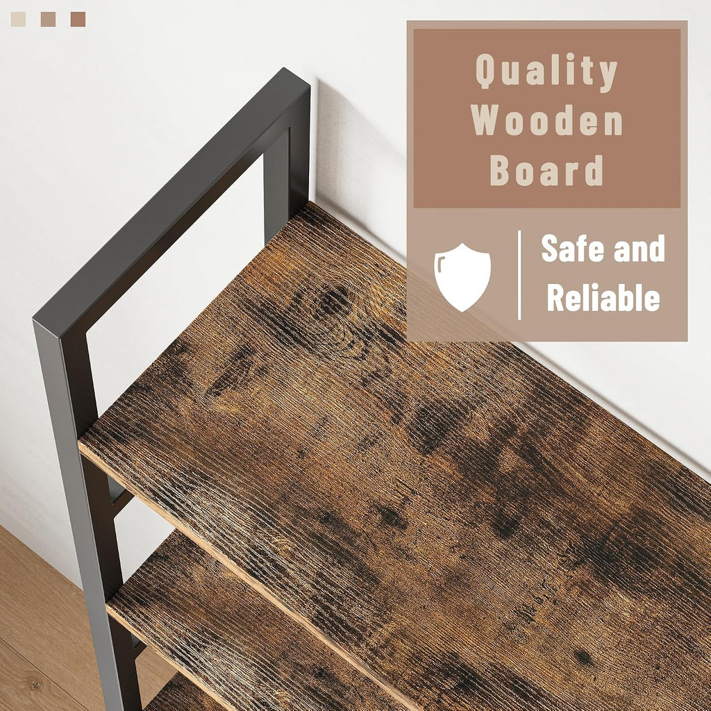 INNOD 70x70 Triple 5 Tier Book Shelf, Large Wooden Bookcase with 17 Open Display Shelf, Modern Tree Bookshelf Metal Frame Tall Book Case Furniture for Living Room Bedroom Home Office Rustic Brown