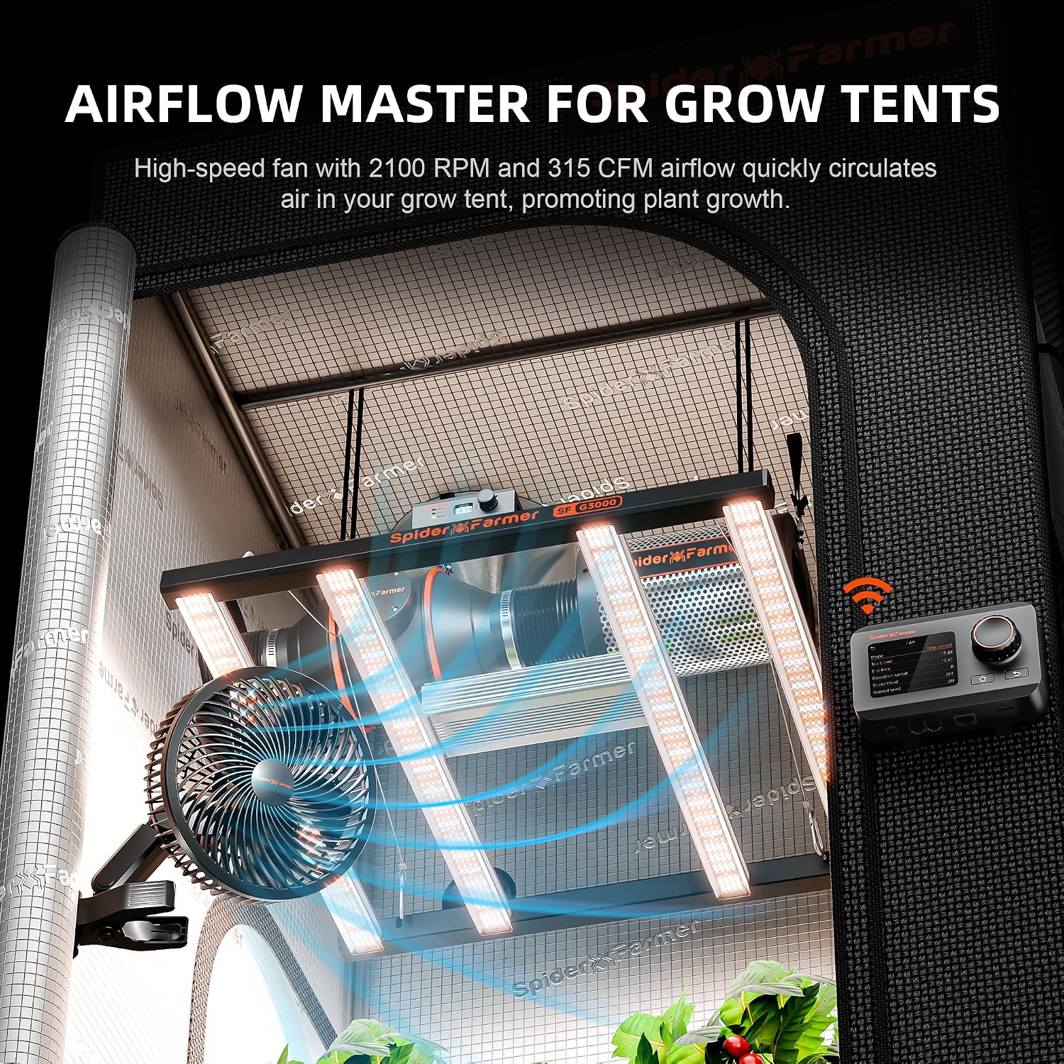 Spider Farmer New Grow Tent Fan 6' and Spider Farmer Dehumidifier with Drain Hose and Pump