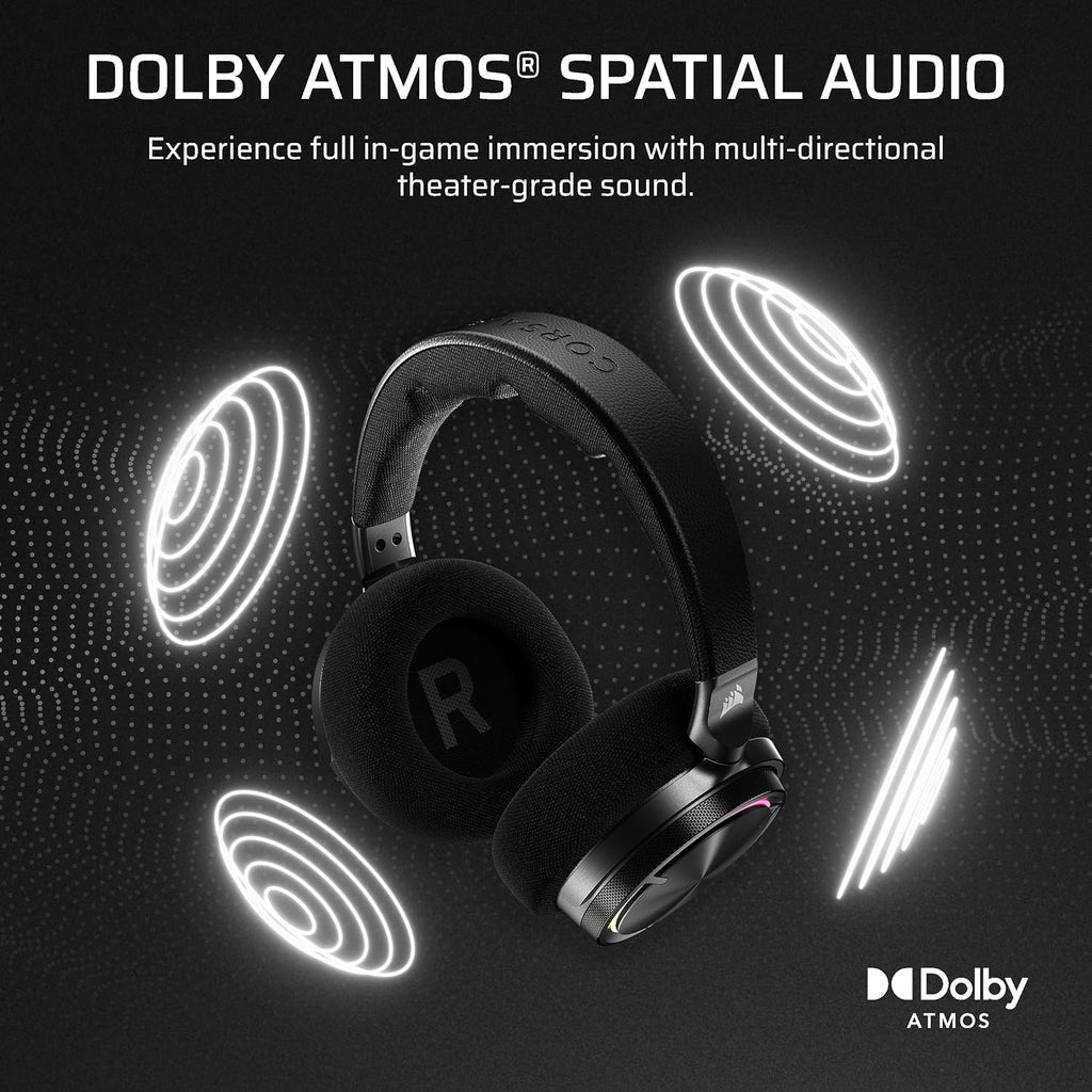 Corsair Virtuoso MAX Wireless Gaming Headset – Dolby Atmos, Active Noise Cancelling, Sonarworks SoundID, Simultaneous 2.4GHz Wireless & Bluetooth, 50mm Graphene Drivers, PC, Mac, PS5/PS4 – Carbon