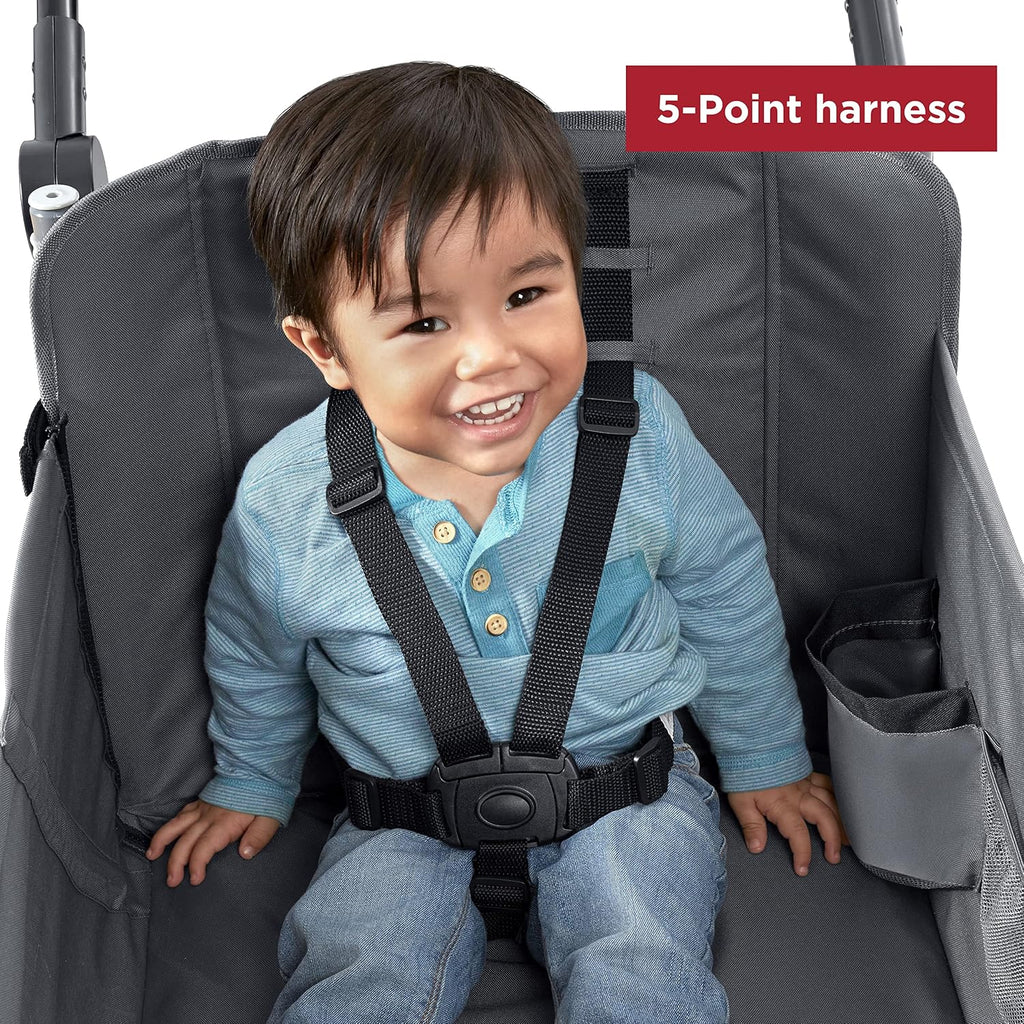 Radio Flyer City Luxe Stroll 'N Wagon, for Ages 1+, 3-in-1 Push or Pull, with Bench Mode, Easy Fold, UV Canopy, 5-Point Harnesses, Front Caster Wheels & 12' Rear Wheels, Stroller Wagon for Kids