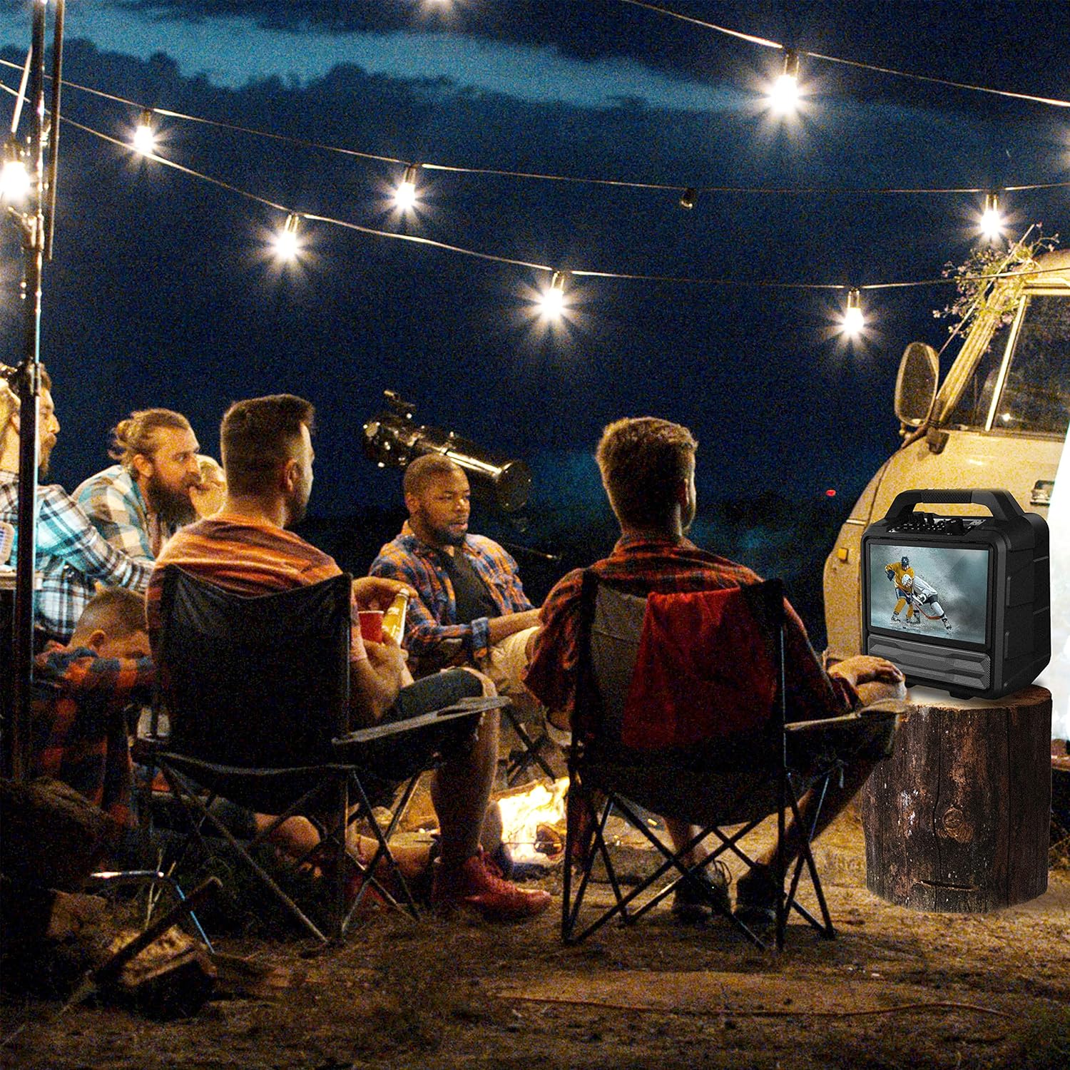 Monster Vision 2 | Portable Entertainment System with 15.6' 1080p Display & 60W Speakers | up to 25 Hours of Playtime | Dual HDMI Ports | Includes USB-C to HDMI Cable | ATSC Tuner for Portable TV use